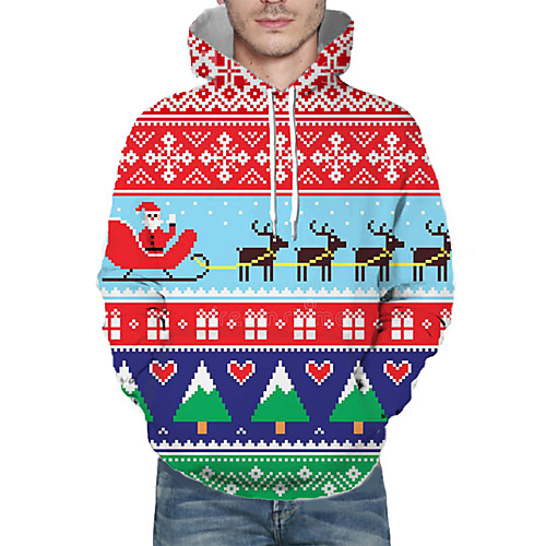 

Men's Pullover Hoodie Sweatshirt Print Graphic 3D Hooded Christmas Daily 3D Print 3D Print Christmas Hoodies Sweatshirts Long Sleeve Red
