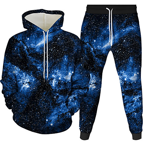 

Women's Men's Pullover Hoodie Sweatshirt 3D Galaxy Star Print 2 Piece Front Pocket Hooded Daily 3D Print 3D Print Casual Hoodies Sweatshirts Long Sleeve Purple Wine Gold