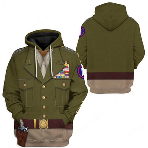 

Inspired by Historical Figure George Smith Patton Cosplay Costume Hoodie Terylene Graphic Printing Harajuku Graphic Hoodie For Women's / Men's