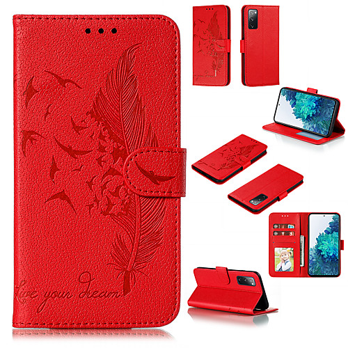 

Phone Case For Samsung Galaxy Full Body Case Leather Flip A30 A50 A40 Galaxy A41 Galaxy A30s Galaxy A50s A31 Galaxy A42 5G Card Holder Flip Magnetic Word / Phrase Solid Color Feathers PU Leather