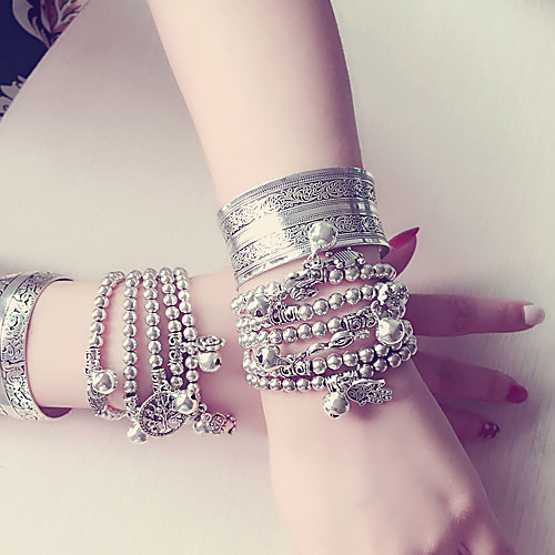 

Women's Charm Bracelet Bead Bracelet Friendship Bracelet Vintage Style Elephant Vintage Theme Flower Unique Design Ethnic Fashion Vintage Boho Alloy Bracelet Jewelry Silver For Christmas Halloween
