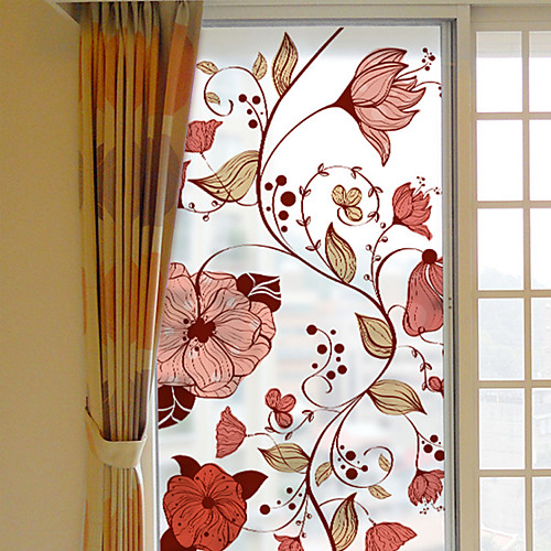 

Frosted Privacy Flowers Pattern Window Film Home Bedroom Bathroom Glass Window Film Stickers Self Adhesive Sticker 60116cm