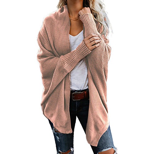 

Women's Basic Braided Solid Color Cardigan Long Sleeve Sweater Cardigans V Neck Winter Black Blue Red
