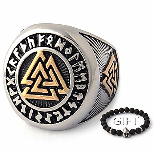 

tripple valknut ring with rune circle symbol 316l stainless steel norse scandinavian viking jewelry (8)