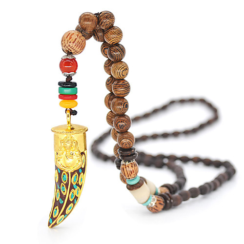 

Women's Men's Pendant Necklace Beaded Necklace Drop Friends Precious Joy Gemini Lucky Ethnic Fashion Vintage Punk Wooden Resin Alloy Gold 80 cm Necklace Jewelry 1pc For Christmas Halloween Party