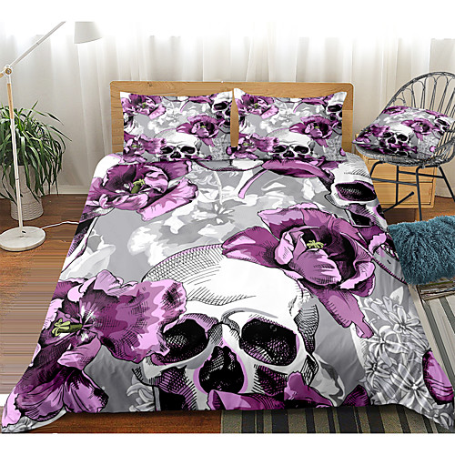 

3D Printing Home Bedding Duvet Cover Sets Soft Microfiber For Kids Teens Adults Bedroom Skull 1 Duvet Cover 1/2 Pillowcase Shams