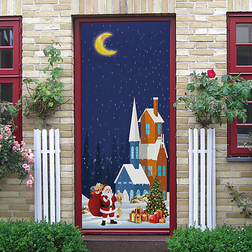 

Christmas Gift Self-adhesive Creative Door Stickers Living Room Diy Decoration Home Waterproof Wall Stickers