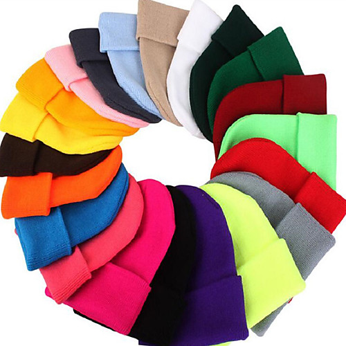 

Women's Men's Hiking Cap Beanie Hat 1 PCS Winter Outdoor Thermal Warm Breathable Warm Soft Skull Cap Beanie Solid Color Wool Cotton Blend White Black Purple for Fishing Climbing Traveling
