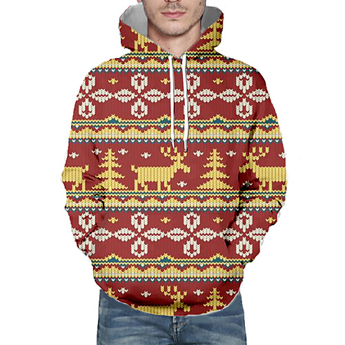 

Men's Pullover Hoodie Sweatshirt Striped Graphic 3D Hooded Christmas Daily 3D Print 3D Print Christmas Hoodies Sweatshirts Long Sleeve Red
