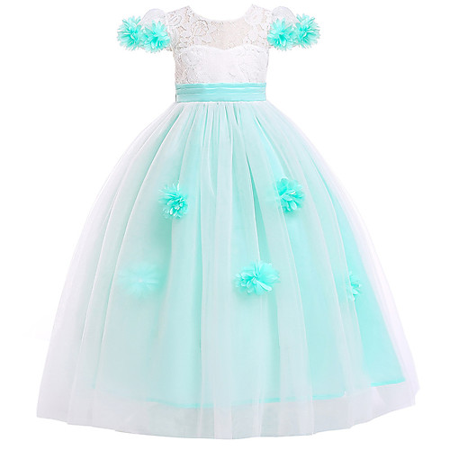 

Princess Dress Party Costume Flower Girl Dress Girls' Movie Cosplay Princess Pink Green Dress Children's Day Masquerade Polyester