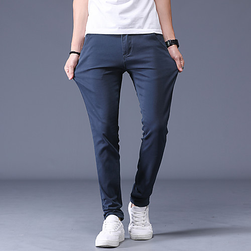 

Men's Basic Outdoor Daily Chinos Pants Solid Colored Full Length Wine Black Blue Khaki Navy Blue