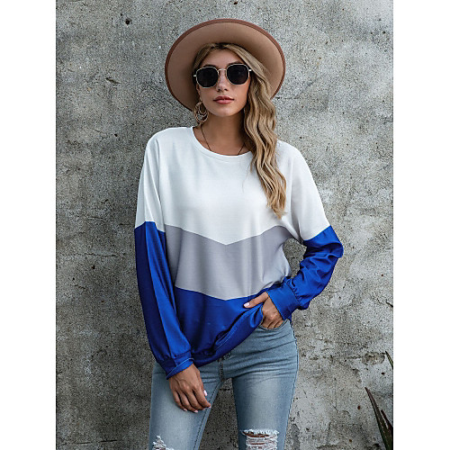 

Women's Hoodie Sweatshirt Color Block Sports Going out Casual Streetwear Hoodies Sweatshirts Loose Blue Purple Green