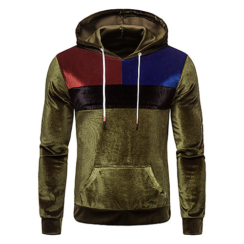 

Men's Pullover Hoodie Sweatshirt Color Block Hooded Casual Hoodies Sweatshirts Long Sleeve Blue Wine Army Green