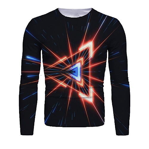 

Men's T shirt 3D Print Graphic 3D Print Long Sleeve Daily Tops Black / Red