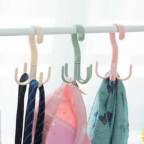 

4pcs Rotary 4-claw Multi-purpose Hanger Hook Hanger Tie Scarf Clothes Hanger Plastic Hook Shoe Hanger