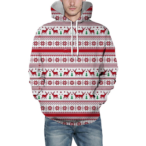 

Men's Pullover Hoodie Sweatshirt Striped Graphic 3D Hooded Christmas Daily 3D Print Christmas Hoodies Sweatshirts Long Sleeve Red