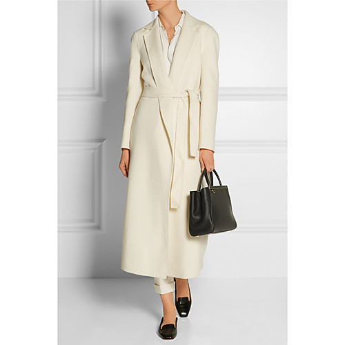 

Women's Coat Daily Winter Long Coat Slim Basic Jacket Long Sleeve Solid Colored Drawstring White
