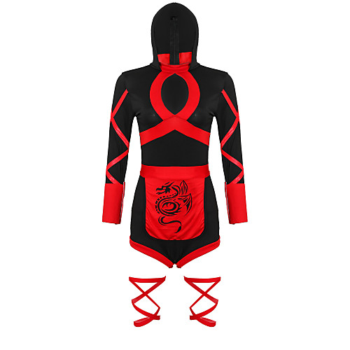 

Ninja Cosplay Costume Adults' Women's One Piece Halloween Halloween Festival / Holiday Polyester Black Women's Easy Carnival Costumes / Leotard / Onesie / Apron / Legs Ankle Straps