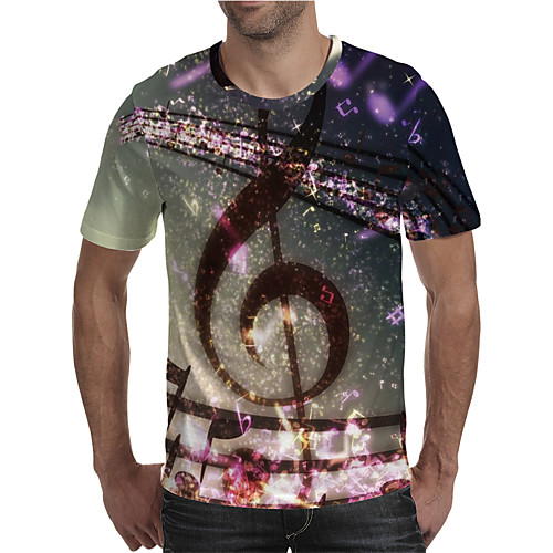 

Men's T shirt Shirt 3D Print Graphic 3D Plus Size Print Short Sleeve Daily Tops Elegant Exaggerated Round Neck Blushing Pink