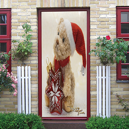

Christmas Puppy Self-adhesive Creative Door Stickers Living Room Diy Decoration Home Waterproof Wall Stickers