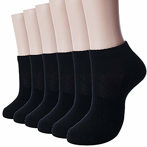 

women's athletic running cushion short socks cotton ankle no show low cut socks 3-9 pairs (e 6pairs white)