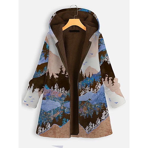 

Women's Parka Regular Coat Loose Jacket Color Block Blue Blushing Pink