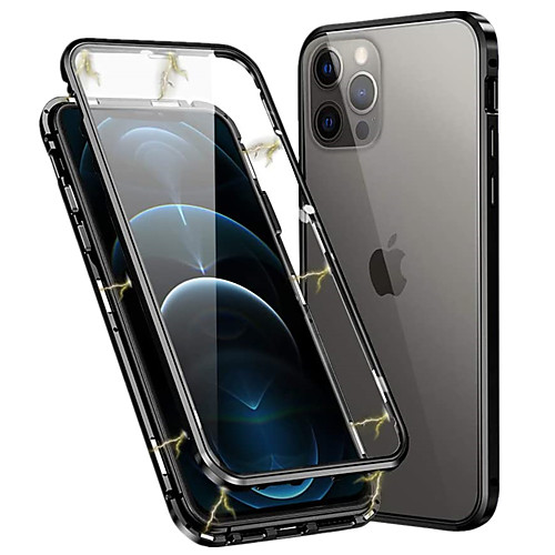 

Phone Case For Apple Full Body Case iPhone 12 Pro Max 11 SE 2020 X XR XS Max 8 7 Magnetic Double Sided Solid Color Tempered Glass Metal