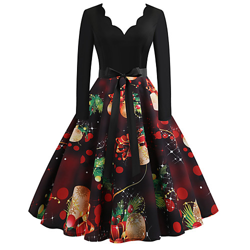 

Santa Claus Christmas Dress Women's Adults' Leisure Christmas Christmas Polyester Dress