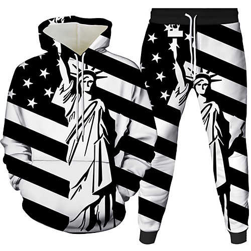 

Men's Pullover Hoodie Sweatshirt Graphic 3D Portrait 2 Piece Hooded Daily 3D Print Casual Hoodies Sweatshirts Long Sleeve White