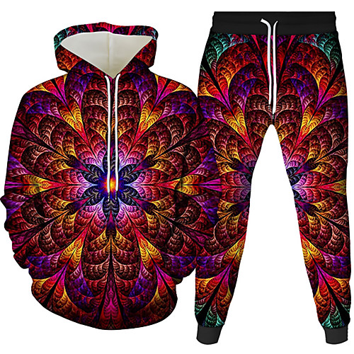 

Women's Men's 3D Hoodies Set Graphic Abstract 3D 2 Piece Front Pocket Hooded Daily 3D Print 3D Print Casual Hoodies Sweatshirts Long Sleeve Blue Green Royal Blue