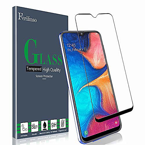 

tempered glass for samsung galaxy a20 screen protector, [full glue][full cover] tempered glass case friendly protective film (black)