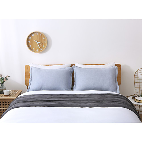 

King Size Linen Pillowcases, 2-Pack Reduces Allergies and Respiratory Irritation Vintage Style Breathable Pillow Cases, 20 x 30 Inches, Blue