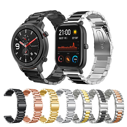 

Metal Stainless Steel Watch Band for Huami Amazfit GTR 47mm / GTR 42mm / Stratos 3 / Stratos 2 2S / GTS 2 / Bip Lite / Pace 1 / Xiaomi Watch Color / Xiaomi Heylou Solar LS05 Bracelet Wrist Strap