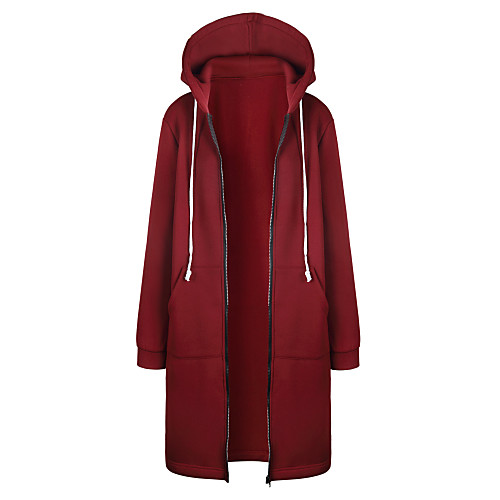 

Women's Hoodie Zip Up Hoodie Sweatshirt Plain Solid Color Zip Up Daily Weekend Active Streetwear Hoodies Sweatshirts Long Blue Blushing Pink Wine