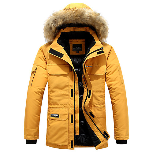 

Men's Padded Regular Coat Regular Fit Jacket Solid Colored Yellow White