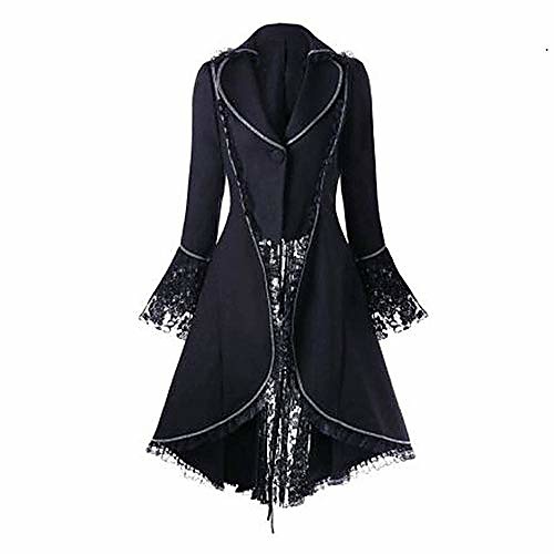 

wanquiy womens retro autumn cotton open jacket new solid long sleeve cardigan irregular tailcoat outwear (s, js-black)