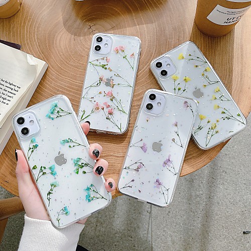 

Phone Case For Apple Back Cover iPhone 12 Pro Max 11 SE 2020 X XR XS Max 8 7 Pattern Glitter Shine Flower / Floral Glitter Shine TPU