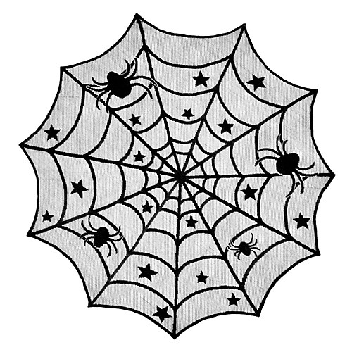 

Round Halloween Decoration Tablecloth Black Lace Spider Web Table Topper Halloween Decoration Tablecover Overlay for Holiday Dinner Party and Scary Movie Nights 100cm(40 Inch) 2 Pcs