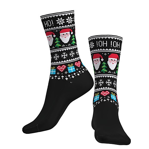 

Crew Socks Compression Socks Calf Socks Athletic Sports Socks Cycling Socks Women's Men's Bike / Cycling Breathable Soft Comfortable 1 Pair Graphic Christmas Santa Claus Cotton Black S M / Stretchy