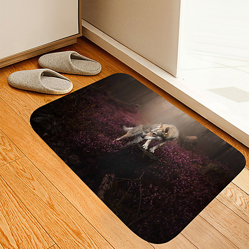 

Flower Lone Wolf Digital Printing Floor Mat Modern Bath Mats Nonwoven / Memory Foam Novelty Bathroom