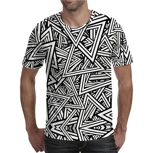 

Men's T shirt 3D Print Graphic Plus Size Print Short Sleeve Daily Tops Elegant Exaggerated Black / White