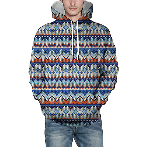 

Men's Pullover Hoodie Sweatshirt Lines / Waves Graphic 3D Hooded Christmas Daily 3D Print Christmas Hoodies Sweatshirts Long Sleeve Blue