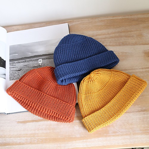 

Men's Women's Unisex Beanie Hat Winter Outdoor Packable Breathable Wool Yellow Army Green khaki for Camping / Hiking Fishing Hiking