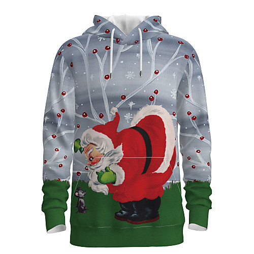 

Men's Pullover Hoodie Sweatshirt Graphic 3D Ugly Christmas Hooded Daily 3D Print Christmas Hoodies Sweatshirts Long Sleeve Gray