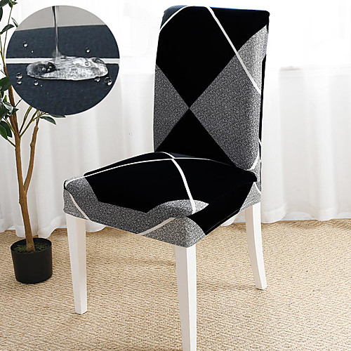 

Black and Grey Grid Print Super Soft water repellent Chair Cover Stretch Removable Washable Dining Room Chair Protector Slipcovers Home Decor Dining Room Seat Cover