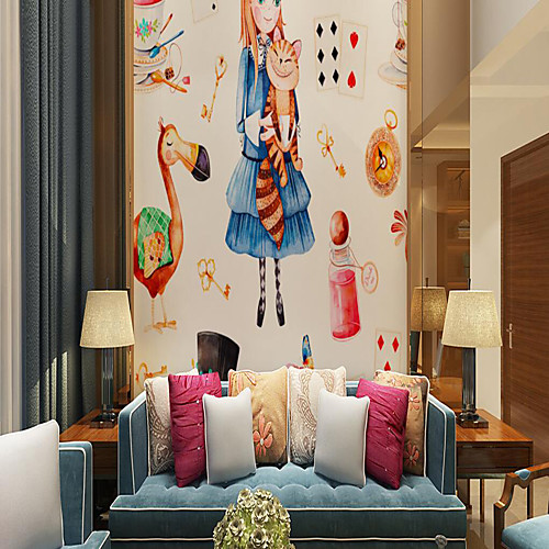 

Nursery Mural Wallpaper Wall Sticker Covering Print Peel and Stick Removable Cartoon Girl Home Décor Canvas