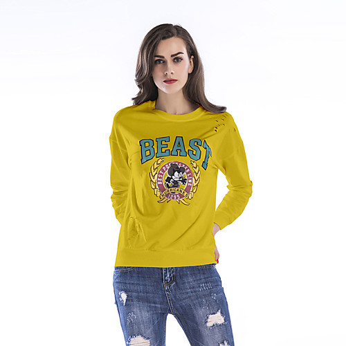 

Women's Blouse Shirt Animal Long Sleeve Cut Out Print Round Neck Basic Tops White Blue Red