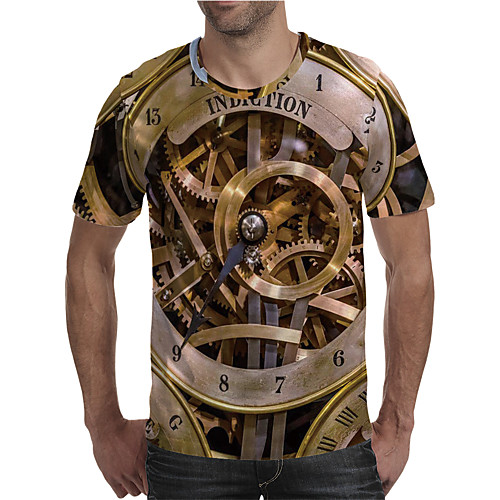

Men's T shirt Shirt 3D Print Graphic 3D Machine Plus Size Print Short Sleeve Daily Tops Elegant Exaggerated Round Neck Rainbow