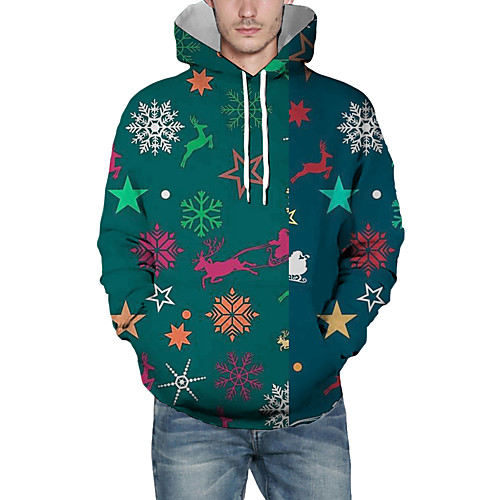 

Men's Pullover Hoodie Sweatshirt Print Graphic 3D Hooded Christmas Daily 3D Print Christmas Hoodies Sweatshirts Long Sleeve Green