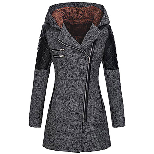 

Women's Parka Daily Fall Winter Long Coat Chic & Modern Jacket Long Sleeve Solid Color Zipper Dark Grey Light Gray / Lined